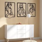 CHENGU 3 Pieces Metal Minimalist Abstract Woman Wall Art Line Drawing Wall Art Decor Single Line Female Home Hanging for Kitchen Bathroom Living Room
