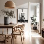 Poster Master Funny Teddy Bear Print - Humorous Gift for Men, Women, and Movie Fans - Black & White Wall Art for Bathroom, Restroom, Nursery, Kids Room - 8x10 UNFRAMED Wall Art