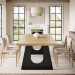 Tribesigns Large Dining Table for 6-8 People, 70.9-Inch Wood Rustic Rectangular Table with Black Wooden Legs, Farmhouse Center Kitchen Table for Dining Room, Living Room, Home Furniture, Oak and Black