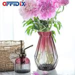 OFFIDIX Glass Vase Gradient Multicolor with Geometric Faceted Design Floral Vase for Weddings, Events, Decorating, Arrangements, Flowers, Office, or Home Decor