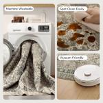 Lessymo 5x7 Area Rugs for Living Room, Machine Washable Non Slip Rug, Soft Low Pile Carpet for Bedroom Dining Home Office, Vintage Brown Distressed Floral Floor Mat