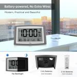 WallarGe Atomic Clock with Outdoor and Indoor Temperature - 12.5 Inch Self-Setting Digital Clock Large Display, Battery Operated Wall Clocks or Desk Clocks for Bedroom, Livingroom, Office