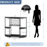 JKsmart Wine Bar Cabinet with LED Lights, Mini Wine Bar Cart with Storage and Glass Holder, Home Bar Coffee Bar for Liquor, 3-Tier Bar Table for Kitchen, Dining Room, Living Room, Black