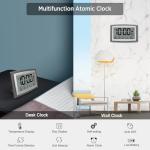 WallarGe Atomic Clock with Outdoor and Indoor Temperature - 12.5 Inch Self-Setting Digital Clock Large Display, Battery Operated Wall Clocks or Desk Clocks for Bedroom, Livingroom, Office