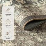 Lessymo 5x7 Area Rugs for Living Room, Machine Washable Non Slip Rug, Soft Low Pile Carpet for Bedroom Dining Home Office, Vintage Brown Distressed Floral Floor Mat