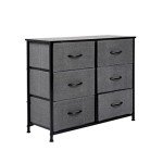 Tall Fabric Dresser with 6 Drawers - Dark Grey