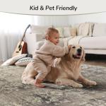 Lessymo 5x7 Area Rugs for Living Room, Machine Washable Non Slip Rug, Soft Low Pile Carpet for Bedroom Dining Home Office, Vintage Brown Distressed Floral Floor Mat