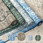 Lessymo 5x7 Area Rugs for Living Room, Machine Washable Non Slip Rug, Soft Low Pile Carpet for Bedroom Dining Home Office, Vintage Brown Distressed Floral Floor Mat