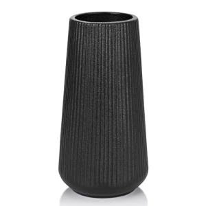 Cute Matte Black Ceramic Flower Vase