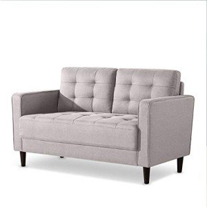 Zinus Stone Grey Mid-Century Loveseat Sofa