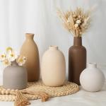 Set of 5 Rustic Ceramic Vases for Home Decor