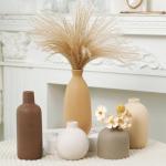 Set of 5 Rustic Ceramic Vases for Home Decor