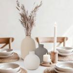 Set of 5 Rustic Ceramic Vases for Home Decor