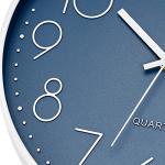 Modern Silent Quartz Wall Clock in Cerulean