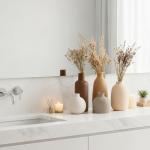 Set of 5 Rustic Ceramic Vases for Home Decor