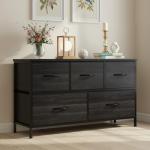 Stylish Black 5-Drawer Dresser with Organizer