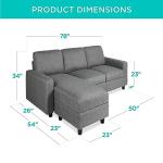 Gray Upholstered L-Shaped Sectional Sofa with Ottoman