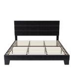 Velvet Upholstered King Size Bed Frame in Black