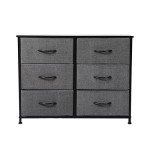 Tall Fabric Dresser with 6 Drawers - Dark Grey