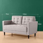 Zinus Stone Grey Mid-Century Loveseat Sofa