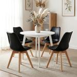 Set of 4 Modern Upholstered Dining Chairs, Black