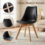 Set of 4 Modern Upholstered Dining Chairs, Black