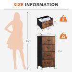 4 Drawer Fabric Dresser with Wood Top, Brown