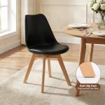 Set of 4 Modern Upholstered Dining Chairs, Black