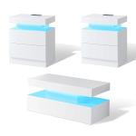 Modern LED 3-Piece Coffee Table Set in White