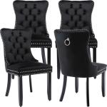Set of 4 Black Velvet Dining Chairs