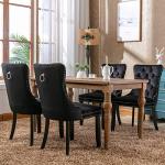 Set of 4 Black Velvet Dining Chairs