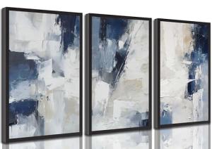 Navy Blue Abstract Canvas Wall Art Set