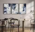 Navy Blue Abstract Canvas Wall Art Set