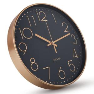 12-Inch Silent Wall Clock in Rose Gold