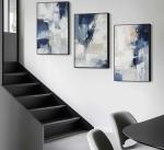 Navy Blue Abstract Canvas Wall Art Set