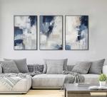 Navy Blue Abstract Canvas Wall Art Set