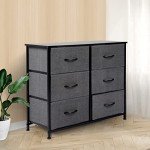 Tall Fabric Dresser with 6 Drawers - Dark Grey