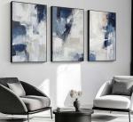 Navy Blue Abstract Canvas Wall Art Set