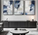 Navy Blue Abstract Canvas Wall Art Set