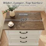 Farmhouse Nightstand Set with Charging Station, 3 Drawers