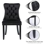Set of 4 Black Velvet Dining Chairs