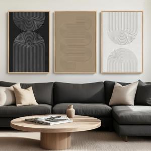 Large Black and White Abstract Wall Art Set