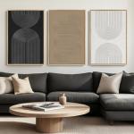 Large Black and White Abstract Wall Art Set