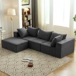 Modern L-Shaped Modular Sectional Sofa in Gray