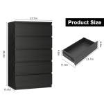 Black 5 Drawer Wood Dresser for Bedroom