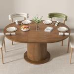 Adjustable Round Dining Table for 4-6, Walnut