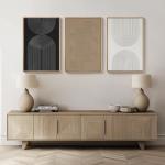 Large Black and White Abstract Wall Art Set