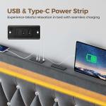 Rolanstar Grey Queen Bed Frame with LED Light