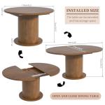 Adjustable Round Dining Table for 4-6, Walnut