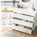 Fluted 6 Drawer Dresser with Hidden Handles